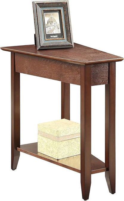 Convenience Concepts American Heritage Wedge End Table 24" - Classic Living Room Table with Storage Shelf, Side Table for Family Room, Bedside Table, Espresso
