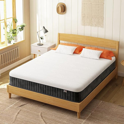Swbvs Firm Full Mattress, 10 Inch Cooling-Gel Memory Foam & Pocket Spring Hybrid, Firm Feel, Full Size Mattresses, CertiPUR-US Certified, Fiberglass Free