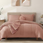 Monbix Queen Comforter Set - 7 Pieces Clay Pink Bed in a Bag Queen Bedding Sets with Comforters, All Seasons Down Alternative Comforter Bed Set with Sheets, Pillowcases & Shams