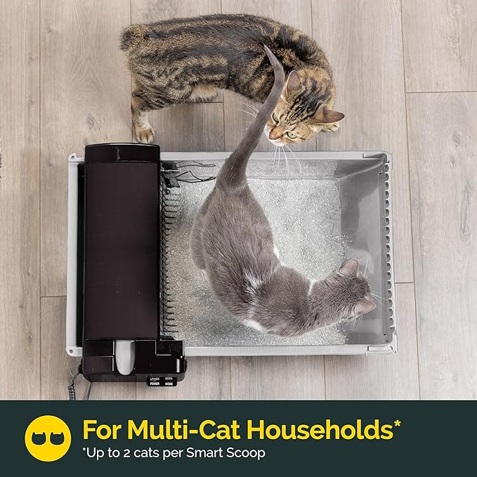 Pet Zone Self Cleaning Semi Automatic Cat Litter Box - Smart Scoop Cat Litter Box with 6 Bags & Carbon Filter for Up to Two Cats 6-16 Pounds-Mewly Pet