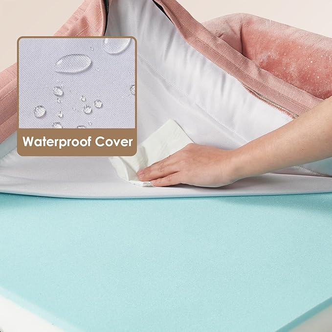 EHEYCIGA Orthopedic Dog Beds for Large Dogs, Waterproof Memory Foam Large Dog Bed with Sides, Non-Slip Bottom and Egg-Crate Foam Pet Couch Bed with Washable Removable Cover, Dusty Pink-Mewly Pet