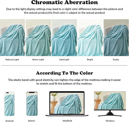 NEWCOSPLAY Super Soft King Blanket Mint Green Premium Silky Flannel Fleece Leaves Pattern Lightweight Bed Blanket All Season Use (Mint Green, King(90"x110"))