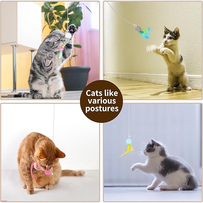 5 Pack Cat Toy Replaceable Feathers for Interactive Cat Toys with Remote Control, Cat Feather Toys Attachments for Indoor Cats Exercise and Play (Not Include Cat Toy, Only Accessories)-Mewly Pet