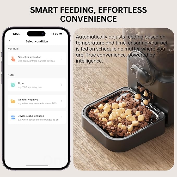 Automatic Pet Feeder for Cat and Dog - 6L Auto Cats Food Dispenser with Camera - WiFi App Control Smart Feeders with Timed - Dogs Feeding Station with 15-Day Battery Life After Power Off-Mewly Pet