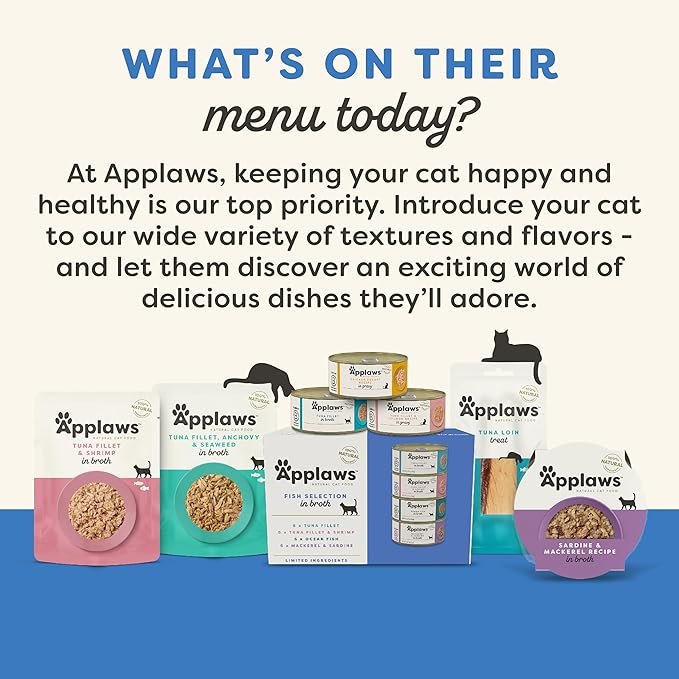 Applaws Natural Cat Treats, Grain-Free, High-Protein Whole Salmon Loins, Single-Ingredient Healthy Snack for Cats (12 x 1.06 oz Loins)-Mewly Pet