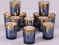 Volens Navy Votive Candle Holders Set of 12, Speckles Mercury Glass Tealight Candle Holder Bulk for Table Wedding Centerpiece, Navy Blue and Gold Themed Party Decorative & Home Decor