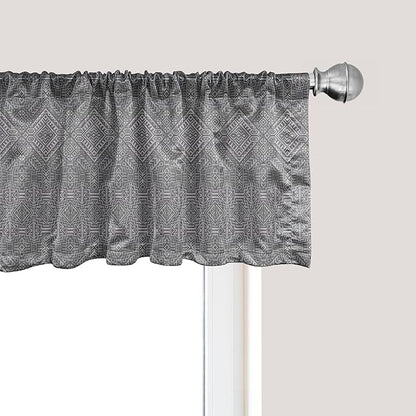 Ambesonne Aztec Window Valance Pack of 2, Pattern of Symmetric Tribal Inspired Streaks and Motifs in Greyscale Tones, Rod Pocket Curtain Valances for Kitchen Bedroom, 54" X 12", Pale Grey and Dimgray