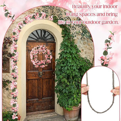 30 Pcs Artificial Faux Bougainvillea Fake Flower Silk Bougainvillea Branches UV Resistant Outdoor Indoor Decoration for Wedding Home Centerpieces Outside Decor (Peach Pink)