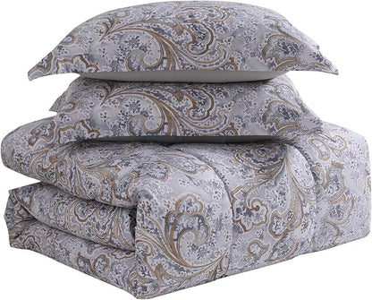 Paisley Comforter Set Twin Size with Sheets Bed in a Bag – Deep Pocket Fitted Sheet with Elastic Corners, Cozy Comforter, Pillowcases & Shams – Soft Microfiber All Season Bedding – Machine Washable