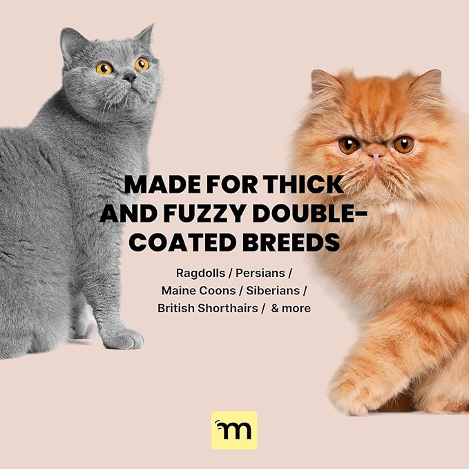 MalsiPree Cat Shedding Brush - 2 in 1 Deshedding Tool & Undercoat Rake for Dense Double-Coats - Dematting Comb - Deshedding Brush for Cats - Pet Hair Removal Tool (Blue) - Dog Grooming Supplies-Mewly Pet