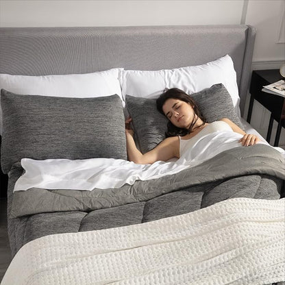 Bedsure California King Comforter Set - Cooling and Warm Bed Set, Dark Grey Reversible Bedding for All Season, 3 Pieces, 1 California King Size Comforter (104"x96") and 2 Pillow Cases (20"x36")