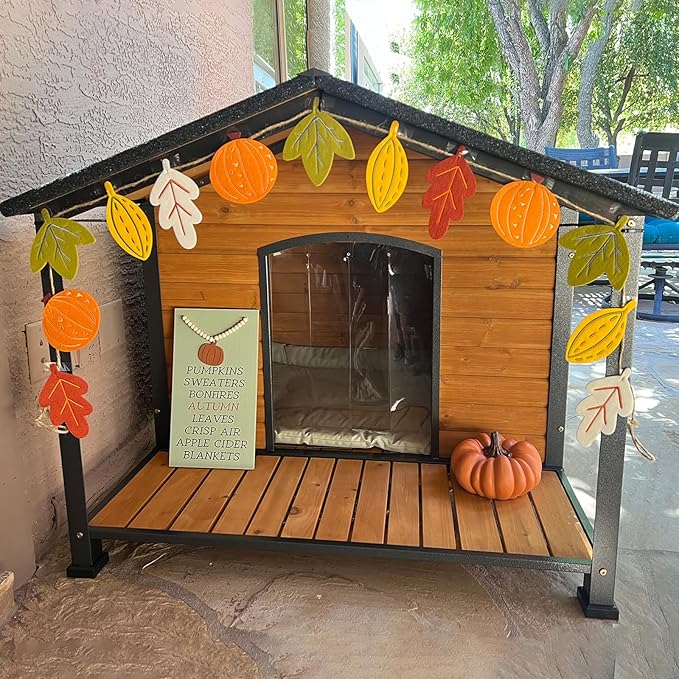 Aivituvin Outdoor Dog House with Chewproof Strong Metal Frame Outside Dog Kennel Weatherproof for Medium to Large Dogs, (41.5" L x 41.4" D x 34.1" H)-Mewly Pet