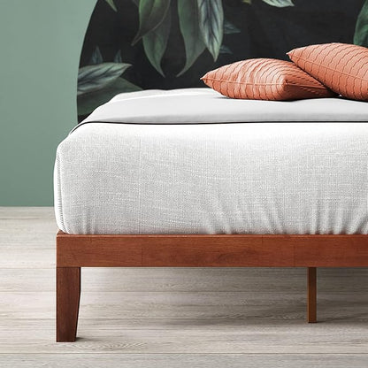ZINUS Wen Wood Platform Bed Frame, Solid Wood Foundation, Wood Slat Support, No Box Spring Needed, Easy Assembly, Cherry, Full