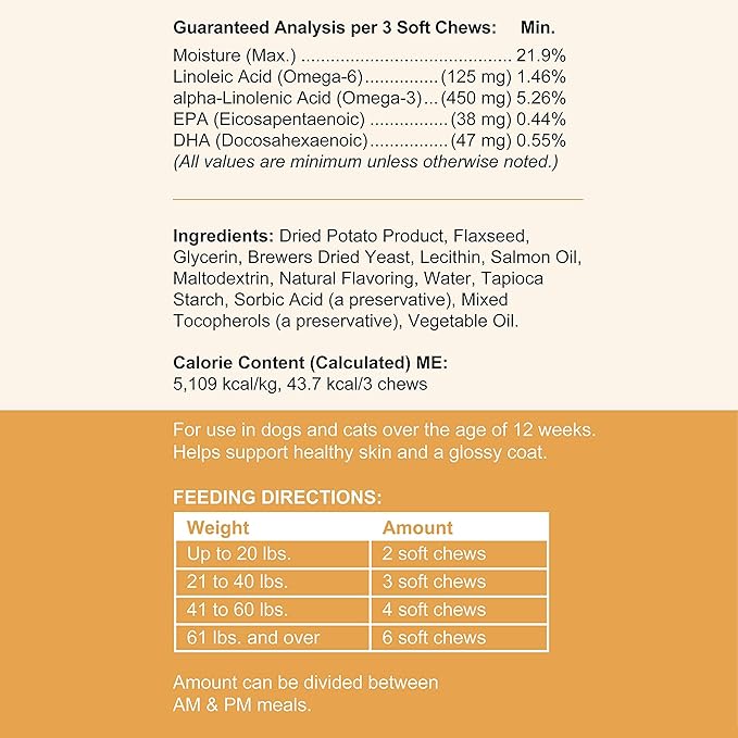 Salmon Oil for Dogs - 180 Soft Chew Omega Treats for Skin and Coat - Fish Oil Blend of Essential Fatty Acids, Omega 3 and 6, Vitamins, Antioxidants and Minerals - Made in USA-Mewly Pet