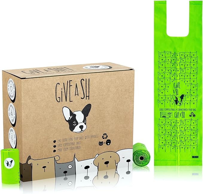 100% Certified Home Compostable Dog Poop Bags with Handles - 10% to Charity - ASTM D6400 & EN 13432 Compliant - 240 x Plant Based X Large Compostable Poop Bags (20 Rolls)-Mewly Pet
