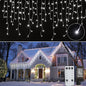 Brightown Christmas Icicle Lights Outdoor, 66 Feet 138 Drops with 736 LED, 8 Modes Waterproof Connectable Twinkle Fairy String Light for Christmas Thanksgiving Hanging Icicles (Pure White)