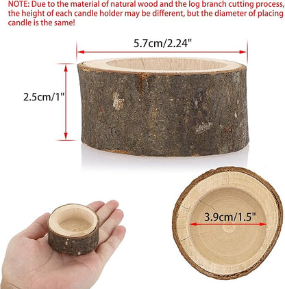 OwnMy Set of 24 Wooden Tea Light Candle Holders Votive Candle Holders, Rustic Wooden Pillar Candle Stands Vintage Wooden Tealight Holders Set Candle Centerpieces for Dining Table Wedding Party, 1" H