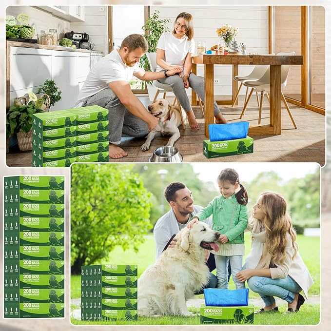 Harloon 6000 Counts Dog Poop Waste Bags 30 Rolls Extra Thick Strong Leak PET Proof Bags Disposable Bulk Universal Doggy Roll Waste Box for Puppy Outdoor Walking Travel(Bule,12 x 8 Inches)-Mewly Pet