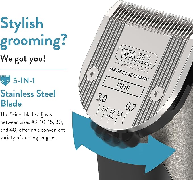 WAHL Professional Animal Bravura Lithium Ion Clipper - Pet, Dog, Cat, and Horse Corded/Cordless Clipper Kit, Gunmetal (41870-0425)-Mewly Pet