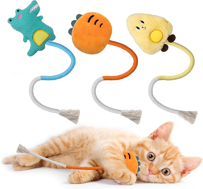3pcs Safe Cat Rope Toy with Catnip,Teeth Clean Toy for Cat, Cat Chew Toys for Indoor Cat,Kitten Interactive Toys-Mewly Pet