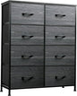WLIVE Fabric Dresser for Bedroom, Tall Dresser with 8 Drawers, Storage Tower with Fabric Bins, Double Dressers, Chest of Drawers for Closet, Living Room, Dormitory, Charcoal Black Wood Grain Print