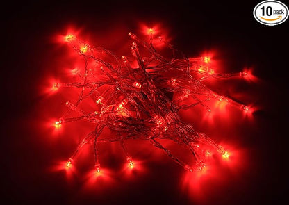 Karlling Battery Operated Red 40 LED Fairy Light String Wedding Party Xmas Christmas Decorations(Red,10 Pack)