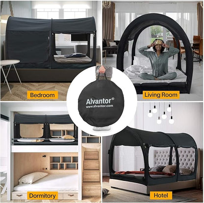 LEEDOR Bed Tent Dream Tents Bed Canopy Shelter Cabin Indoor Privacy Warm Breathable Pop Up Twin/Full/Queen for Kids and Adult Patent Pending(Mattress Not Included)