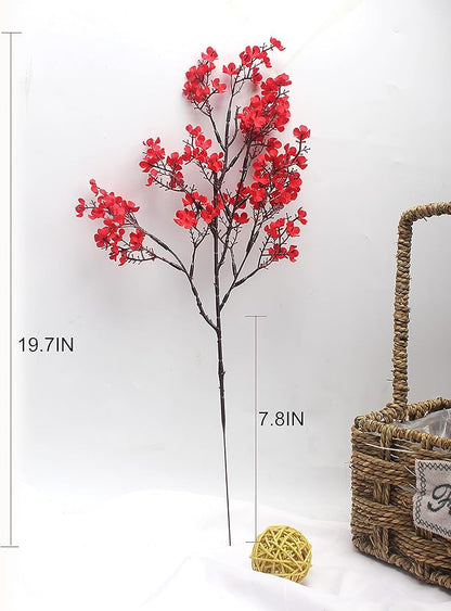 JAKY-Global Babys Breath Fabric Cloth Artificial Flowers 12 Bundle European Fake Silk Plants Decor Wedding Party Decoration Bouquets Real Touch DIY Home Garden (Red 12pcs)