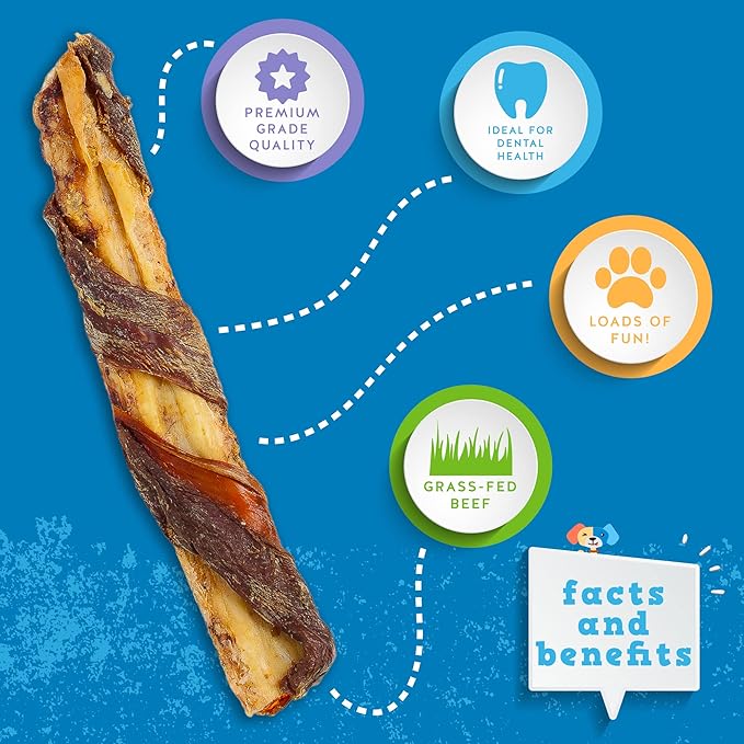 Jack&Pup Twist Beef Rib Bones for Dogs, 7" Beef Rib Bone Small Dog Bones for Puppies with Beef Jerky Twist for Flavor and Fun - Healthy Dog Bones Rib Small Dog Chew Bones (4 Count)-Mewly Pet