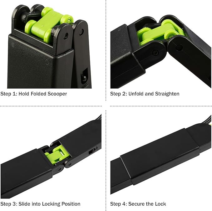 PETMAKER Pooper Scooper - Foldable Cat and Dog Poop Scoop with Ergonomic Handle - Enables One-Handed Use on Concrete, Grass, and Gravel (Green)-Mewly Pet