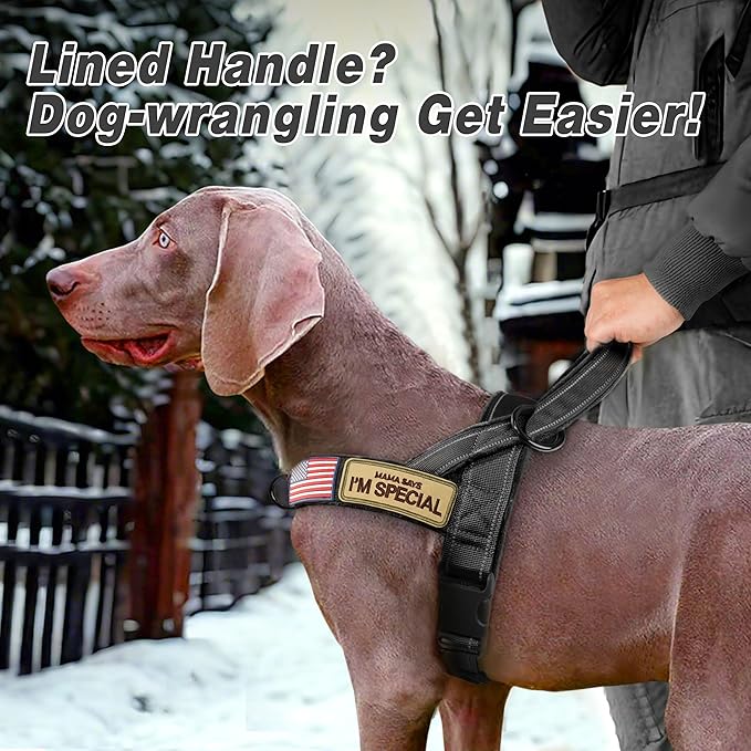 Forestpaw No Pull Dog Harness - Soft Flannel Padded Tactical Dog Vest Harness with Quick Release Buckle, Adjustable Reflective Pet Harness for Large Dogs Walking Training,Black XL-Mewly Pet