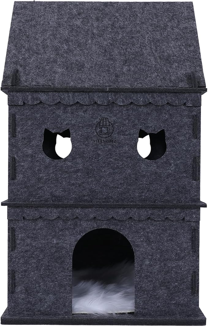 3-Tier Indoor Cat Apartment，Cozy Pet Cat Bed, Hideaway, and Sturdy Cat Castle for Multiple and Large Cats-Mewly Pet