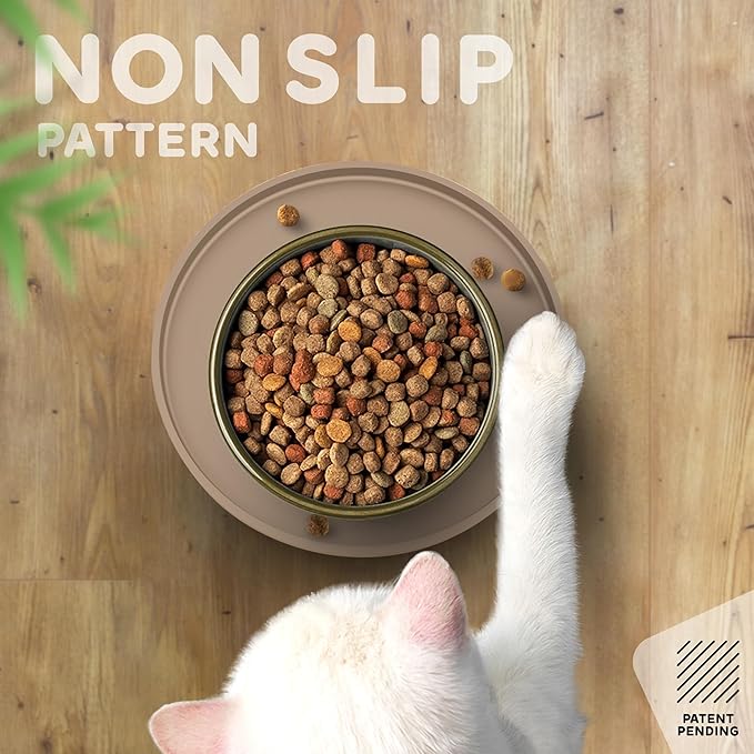 Dog Food Mat Round 10" - Raised Edges Dogs Mat for Food and Water Prevent Spill, Waterproof Cat Food Mats Protect Floors, Easy Clean Dog Bowl Mats for Food and Water, Silicone Pet Feeding Placemats-Mewly Pet