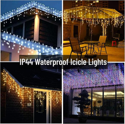 Toodour Christmas Icicle Lights Outdoor, RGB Color Changing Icicle Light with 60 Drops, 29.5ft 360 LED Christmas Lights - Window Fairy Twinkle Light for Home, Garden, Outdoor Xmas Decorations