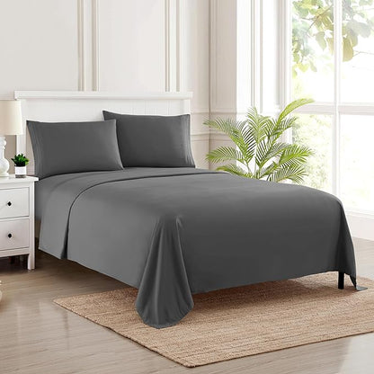 Full Size Sheet Sets - Breathable Luxury Sheets with Full Elastic & Secure Corner Straps Built In - 1800 Supreme Collection Extra Soft Deep Pocket Bedding, Sheet Set, EXTRA DEEP pocket - Full, Gray