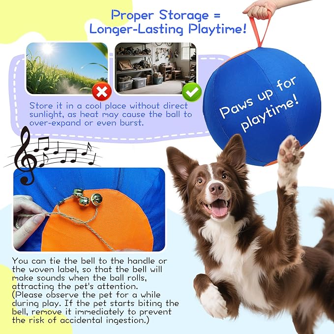 25" Herding Ball for Dogs – Durable Horse Ball Style Dog Toy with Cover – Dog Herding Toy for Outdoor Play, Training & Exercise – Great for Australian Shepherds & Large Breeds-Mewly Pet