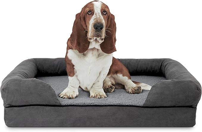 The Dog’s Bed, Large Grey Plush (no Logo), Memory Foam, Pain Relief: Arthritis, Hip & Elbow Dysplasia, Post Surgery, Lameness, Supportive, Calming, Waterproof Washable Cover, Veterinary Approved-Mewly Pet