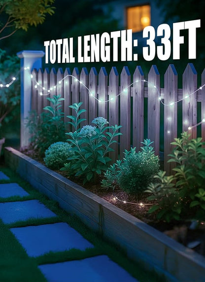 Minetom Solar String Lights, 4 Packs Total 132Ft 400 LED Solar Fairy Lights, Waterproof Solar Lights for Outside Patio Yard Tree Wedding Christmas, Pure White