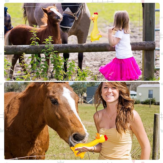 Hungdao 1 Pcs Horse Toys Latex Squeaky Squeeze Chicken Squeak Turkey Balls for Play Fake Screaming Chicken Toys for Horses Soccer Ball for Reduce Separation Anxiety Noise Maker (Yellow)-Mewly Pet