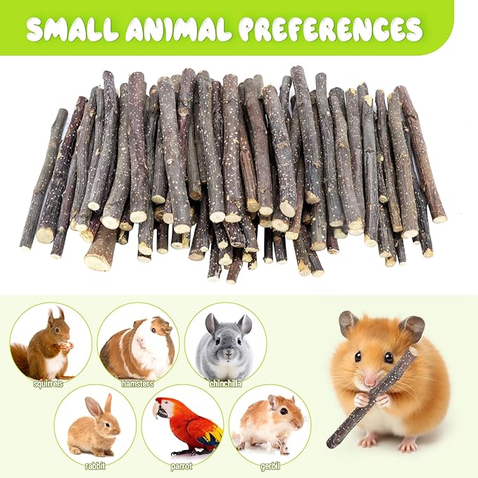 600g Small Apple Sticks Animals Molar Wood Treats Toys for Rabbits Chinchillas Guinea Pig Hamster Gerbil Parrot Bunny Chew Stick Toys Treats, 21.2 OZ-Mewly Pet