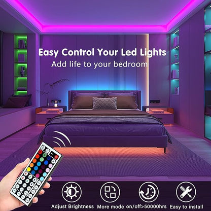 Keepsmile 100ft Led Strip Lights (2 Rolls of 50ft) Bluetooth Smart App Control Music Sync Color Changing RGB Led Light Strip with Remote,Led Lights for Bedroom Room Home Decor Party Festival