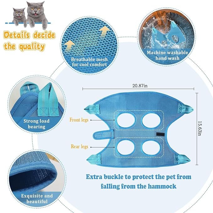 JIURUN Dog Grooming Hammock for Nail Trimming Cat Nail Clipper Hammock,Grooming Hammock for Small Dogs(Blue M)-Mewly Pet