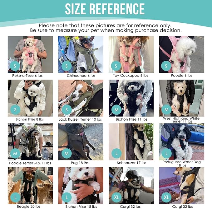 Lukovee Dog Backpack Carrier, Legs Out Easy-fit Dog Front Carrier for Small Medium Dogs, Adjustable Hands Free Dog Chest Carrier for Hiking Cycling (B,Medium)-Mewly Pet