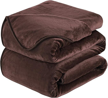 HOZY Soft Blanket Queen Size Fleece Warm Fuzzy Throw Blankets for The Bed Sofa Lightweight 350GSM Chocolate 90"*90"