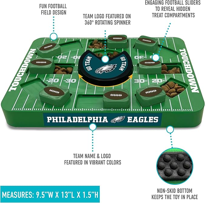 Pets First NFL Philadelphia Eagles Large Puzzle Toy, New Size, Interactive Dog Treat Puzzle, Slow Feeding Toy-Mewly Pet