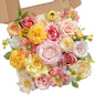 Artificial Flower Assortment for DIY Centerpiece Arrangement Wedding Hand Bouquet Flower Bouquet Centerpiece Arrangement Party Baby Shower Home Decoration (Pink Yellow)