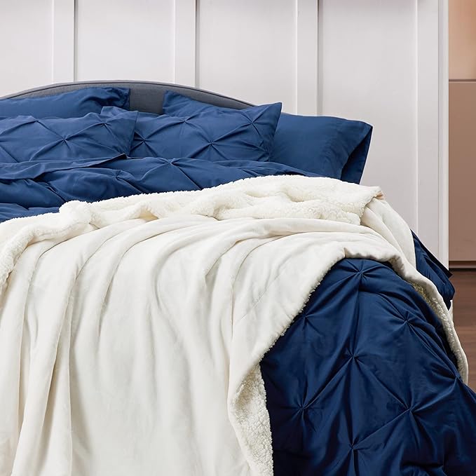 Bedsure GentleSoft Sherpa Fleece Throw Blanket for Couch - Thick and Warm Throw for Women and Men, Soft Fuzzy Plush Blanket for Winter, Cream, 50x60 Inches