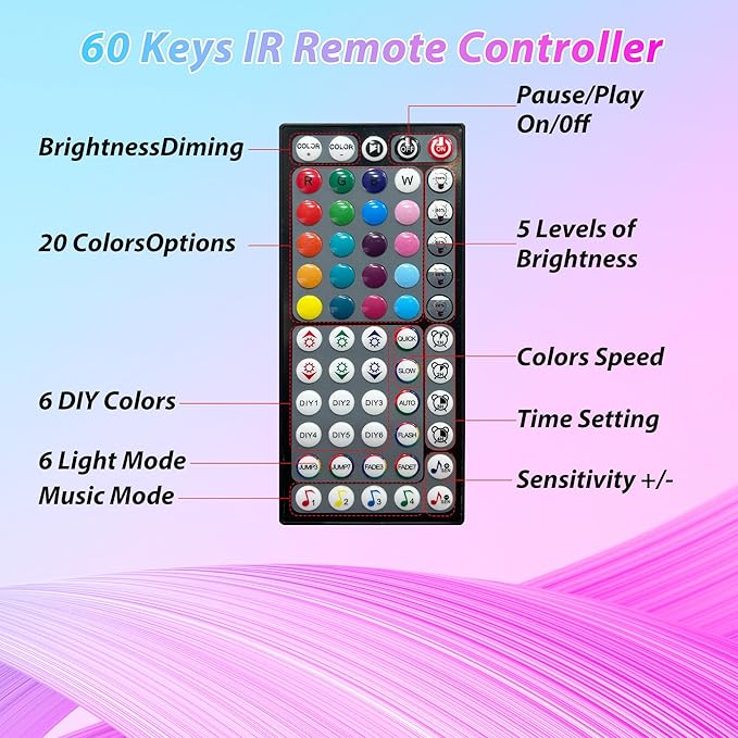 130 ft LED Lights for Bedroom Music Sync RGB LED Strip Lights with APP & Remote Control LED Lights for Room Home Party Christmas Wall Decor (2 Rolls of 65ft)