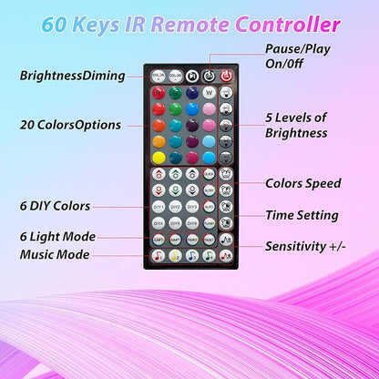 Led Lights for Bedroom 400 ft (4 Rolls*100ft) Music Sync RGB Led Strip Lights with Remote App Control, Color Changing Led Lights for Room Home Kitchen Party Decor