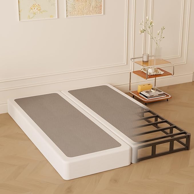 Split California King Box Spring 5 Inch, Easy Assembly Bed Foundation, Heavy Duty Low Profile Metal Box Spring with Fabric Cover, Noise Free